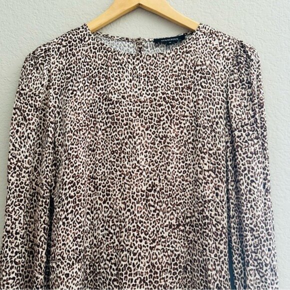 Olivaceous Tan and Black Sheath Dress with Bishop Sleeves Size Medium NWT - Picture 6 of 16